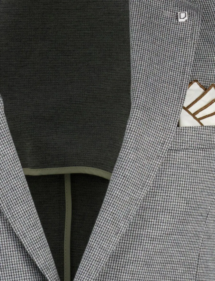 Born With Appetite colbert grijs geprint slim fit