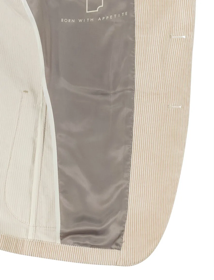 Born With Appetite colbert beige effen ribstof katoen