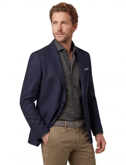 Portofino Portofino Colbert Donkerblauw borstzak geweven stof