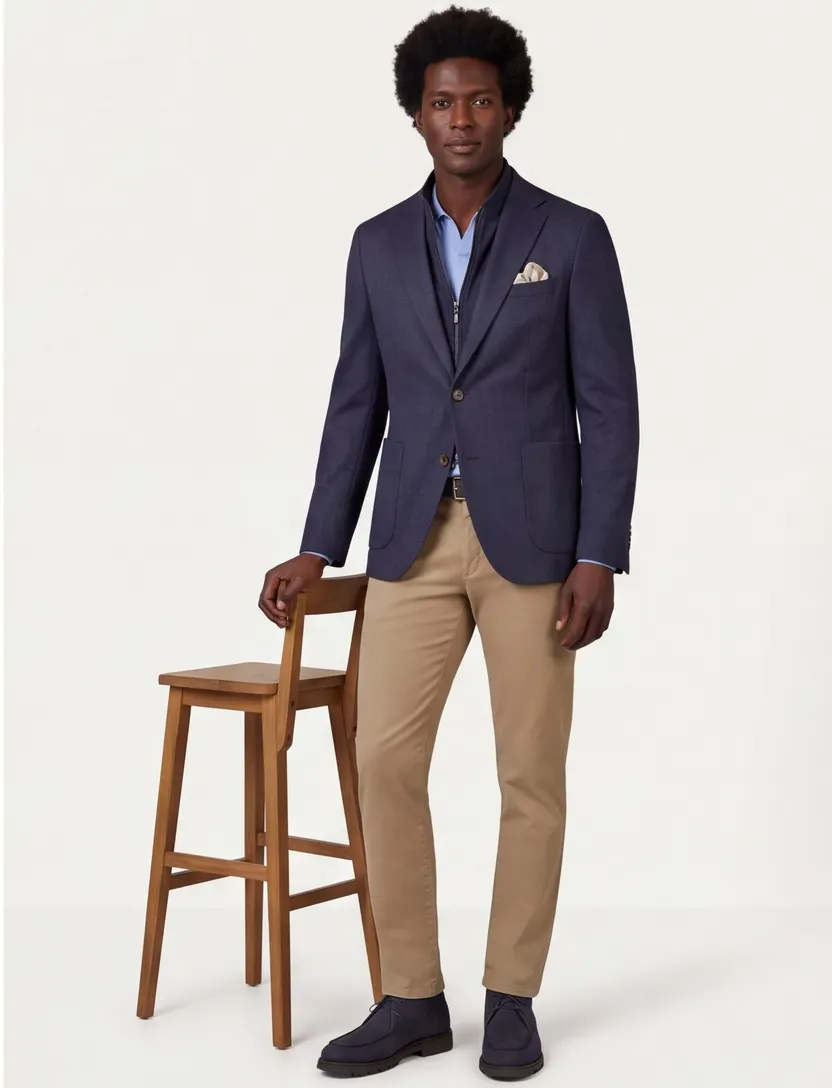 colbert Portofino effen donkerblauw normale fit