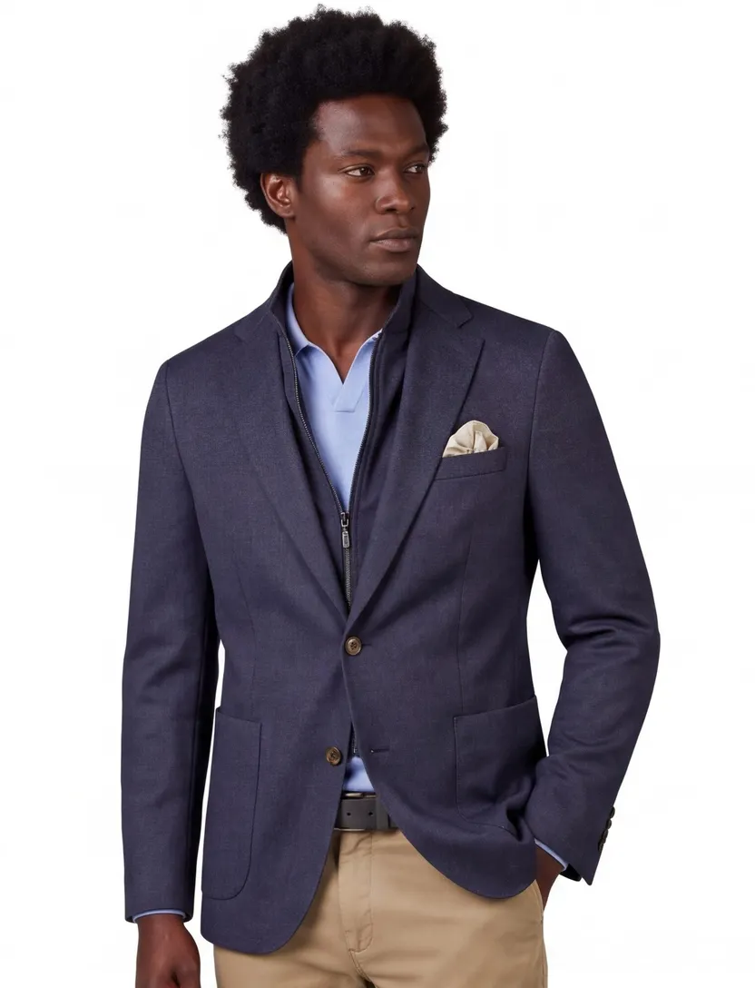 colbert Portofino effen donkerblauw normale fit