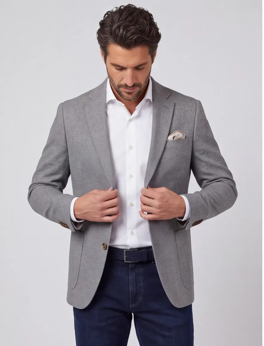 Portofino colberts Luka grijs effen normale fit