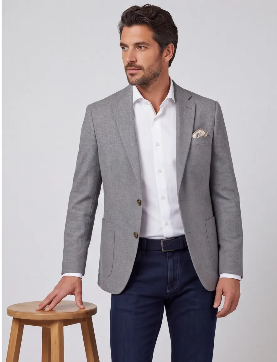 Portofino colberts Luka grijs effen normale fit
