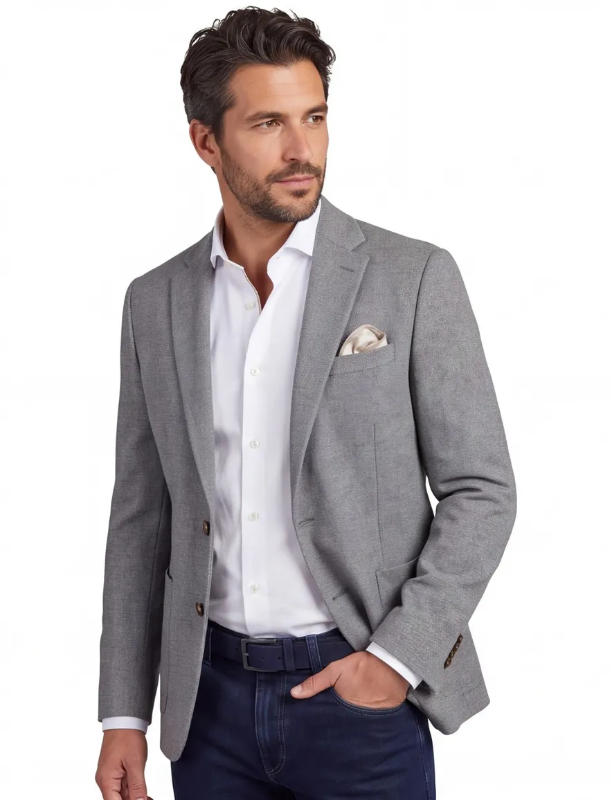 Portofino colberts Luka grijs effen normale fit