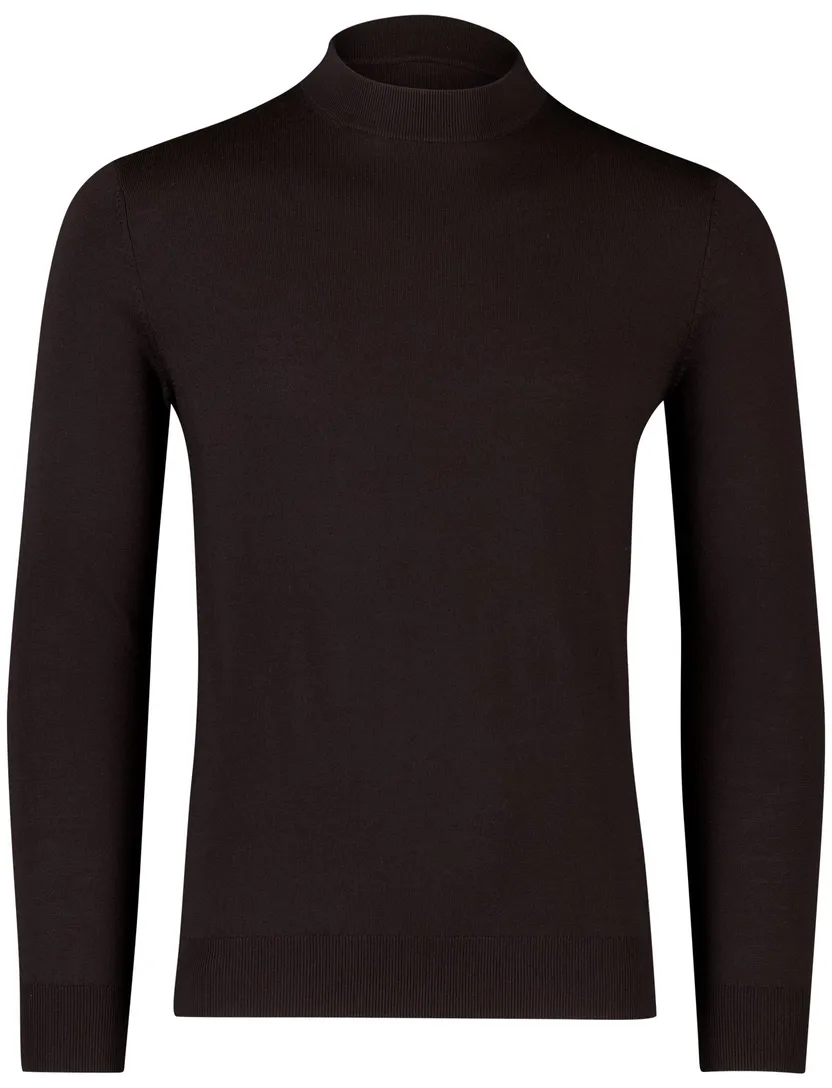 Born with appetite trui bruin turtle neck effen