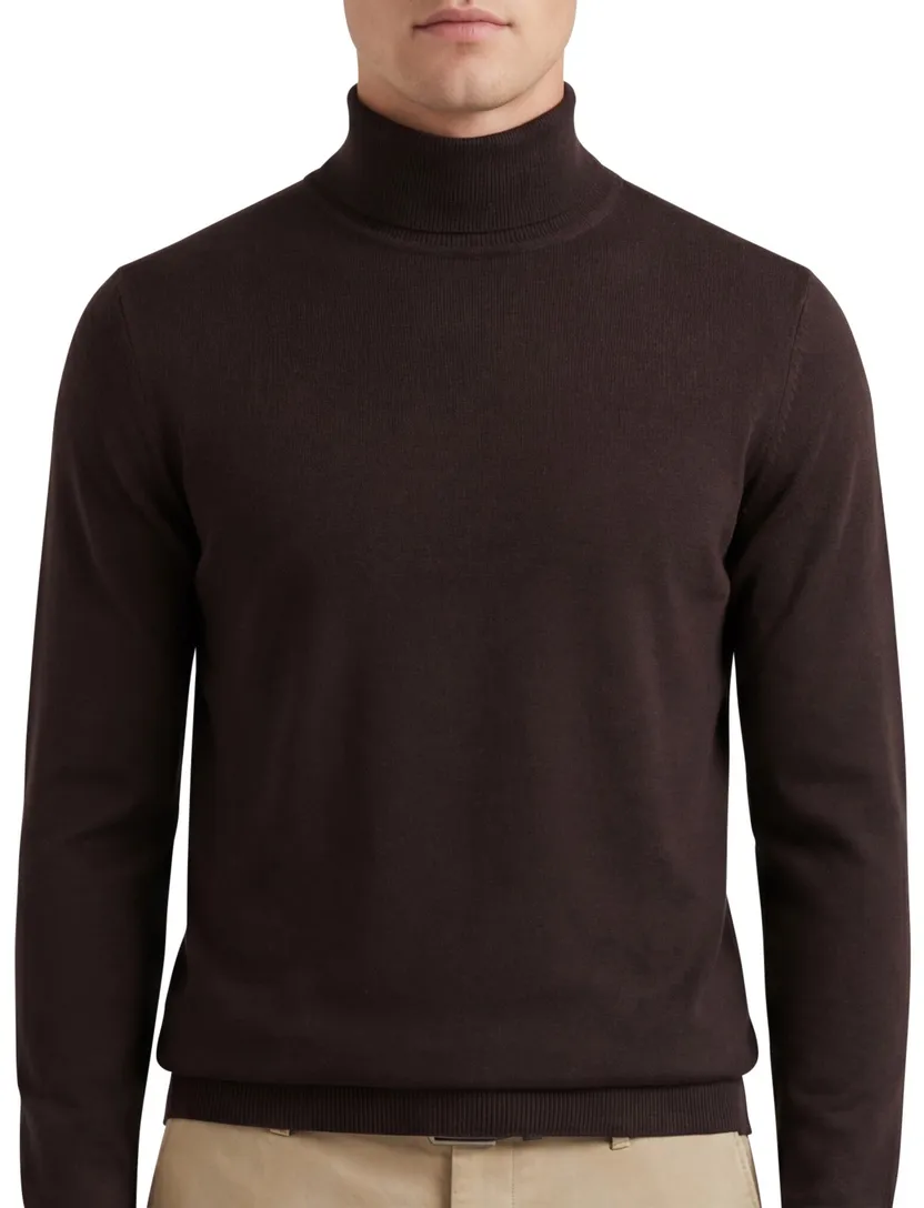 Born with appetite trui bruin turtle neck effen
