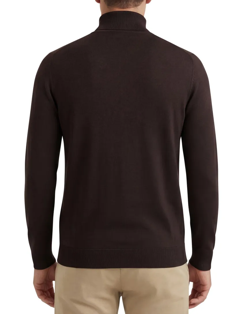 Born with appetite trui bruin turtle neck effen