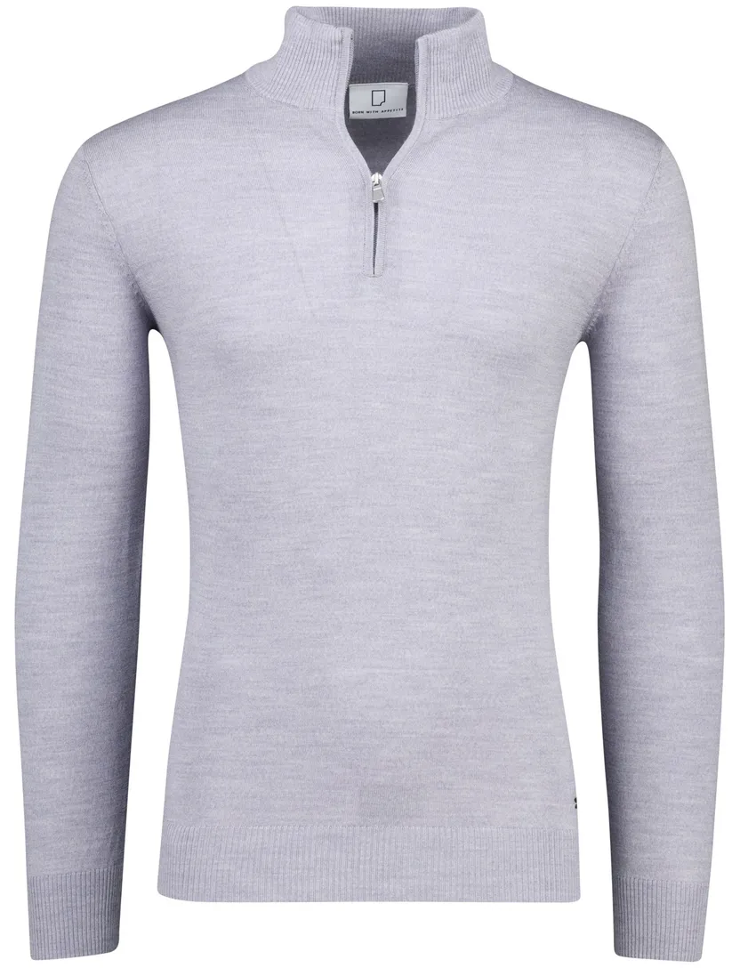 Grijze merinowol half zip Lux pull Born with Appetite