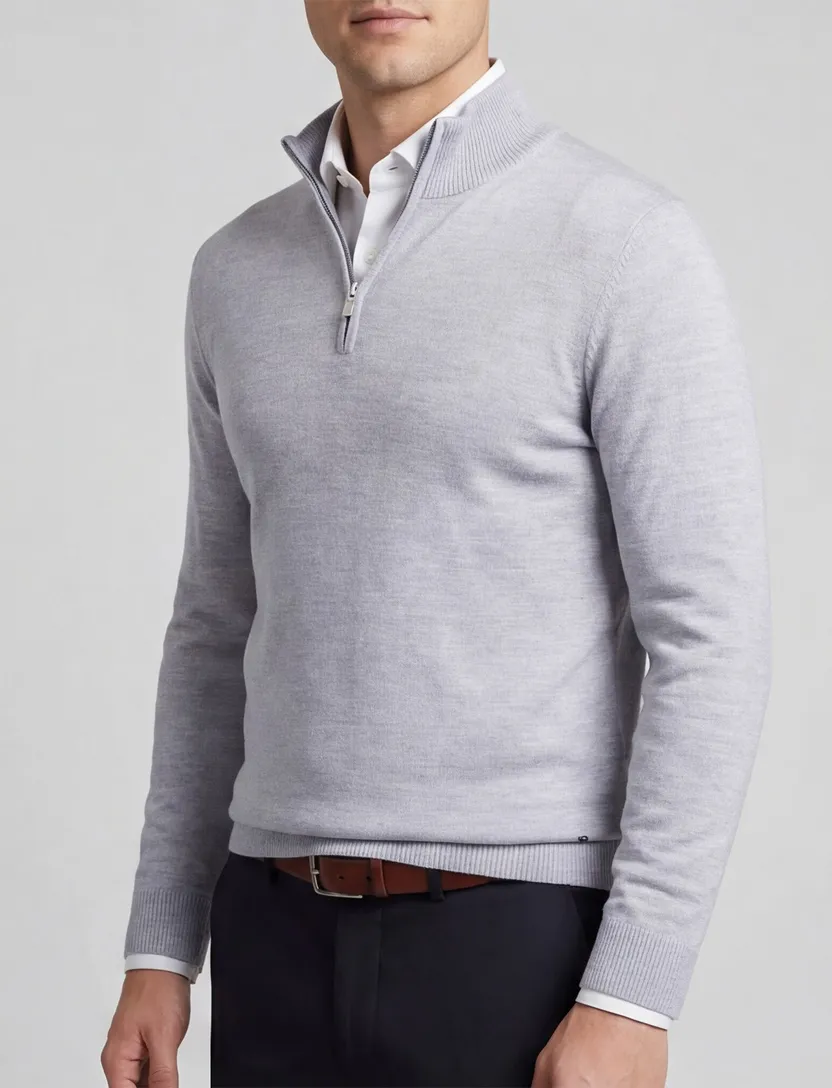 Grijze merinowol half zip Lux pull Born with Appetite