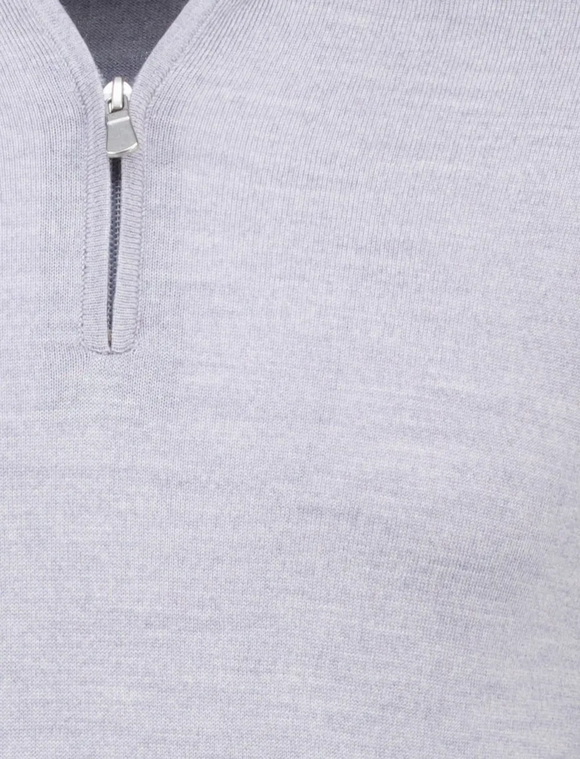 Grijze merinowol half zip Lux pull Born with Appetite