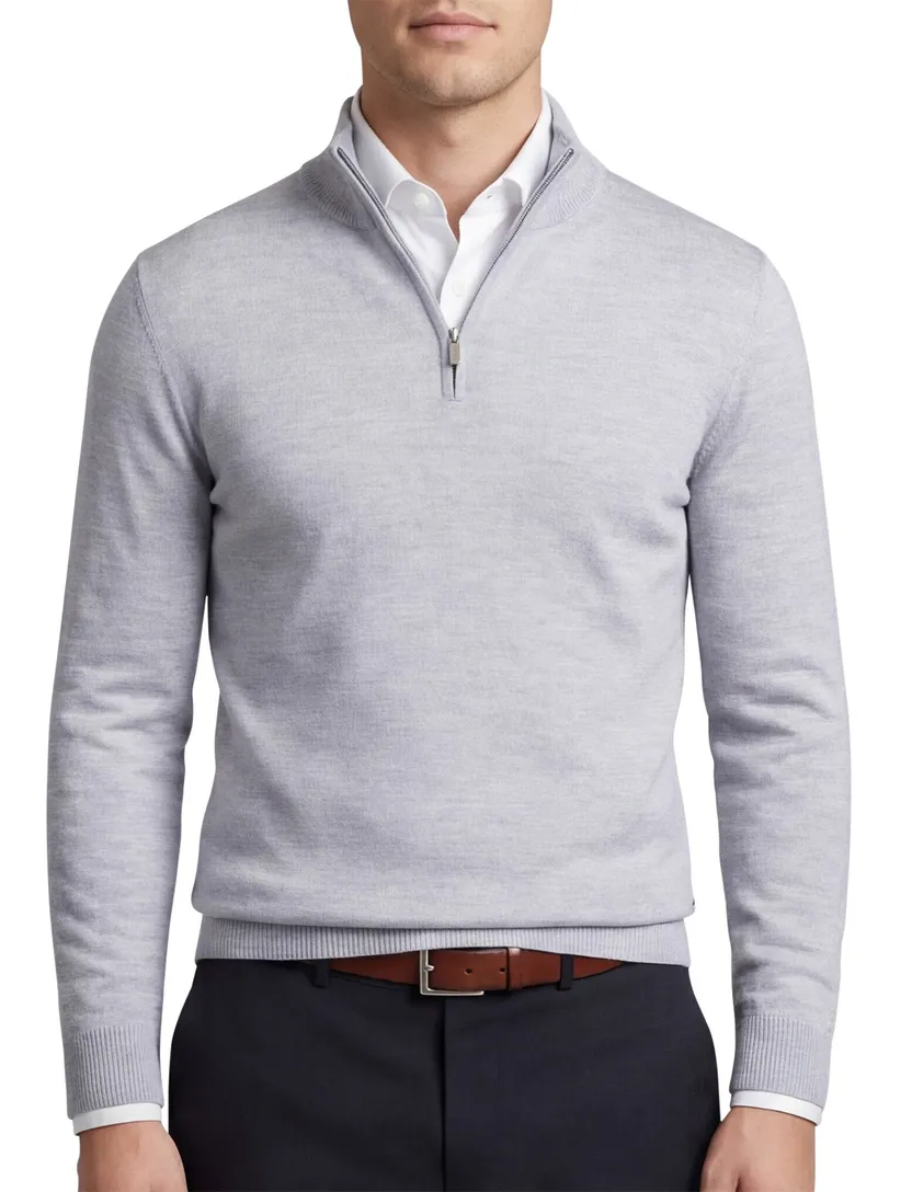 Grijze merinowol half zip Lux pull Born with Appetite