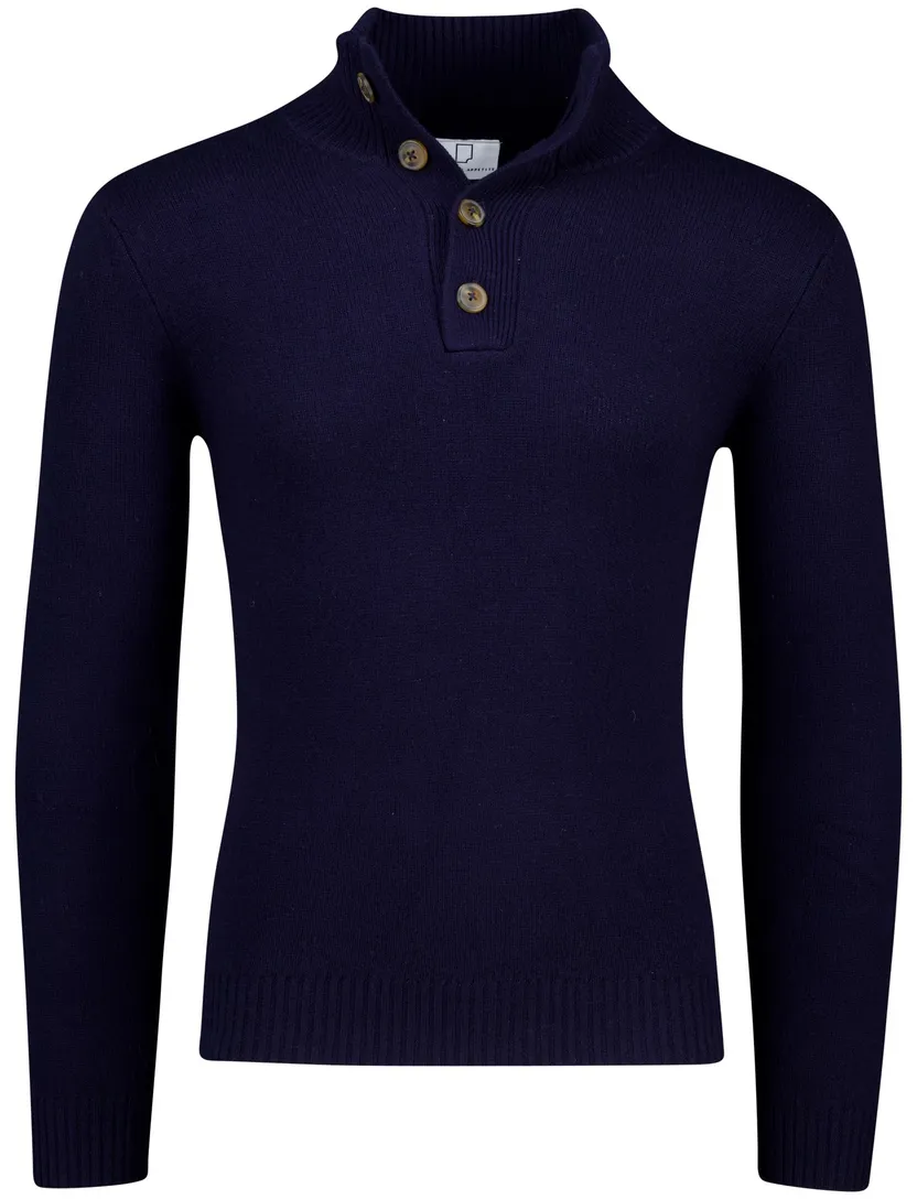 Half button Born with Appetite Sutton trui donkerblauw
