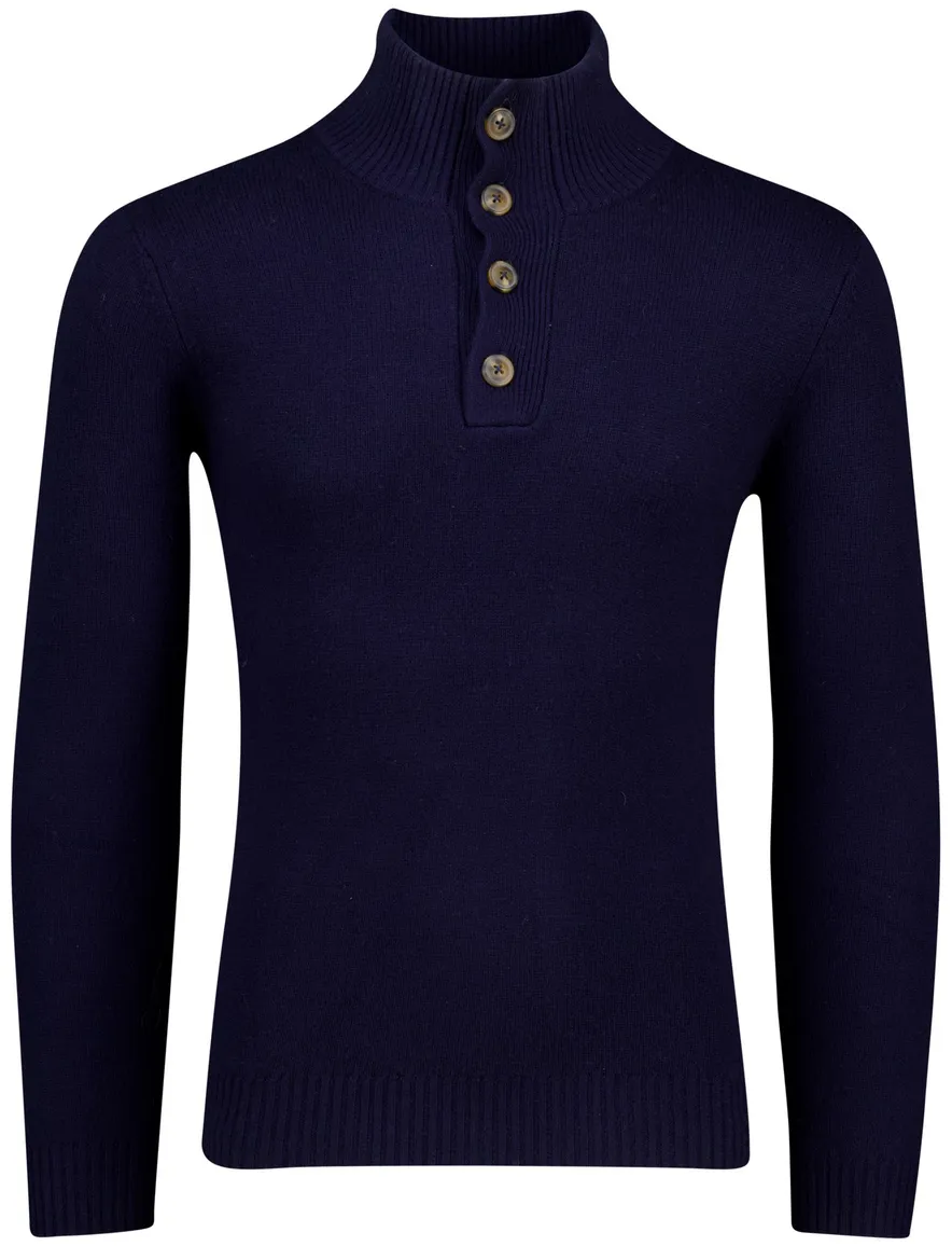 Born with Appetite Sutton half button trui donkerblauw