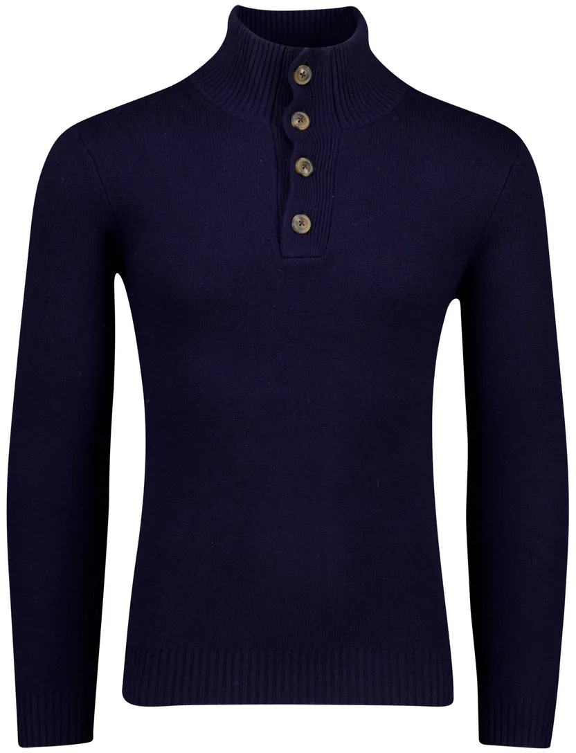 Half button Born with Appetite Sutton trui donkerblauw