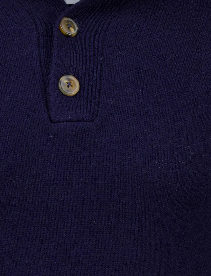 Born with Appetite Sutton half button trui donkerblauw