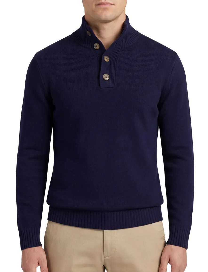 Born with Appetite Sutton half button trui donkerblauw
