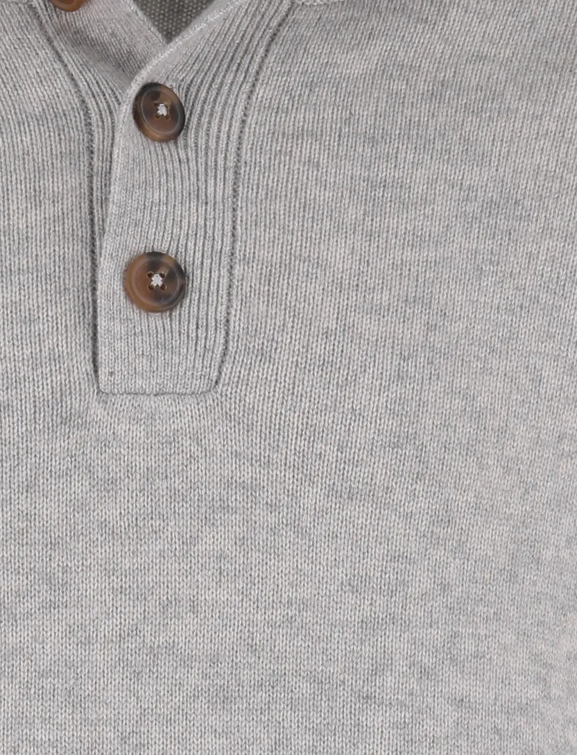 Born with appetite trui grijs effen slim fit half zip