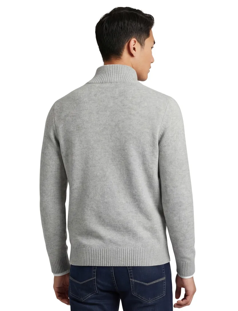 Born with appetite trui grijs effen slim fit half zip