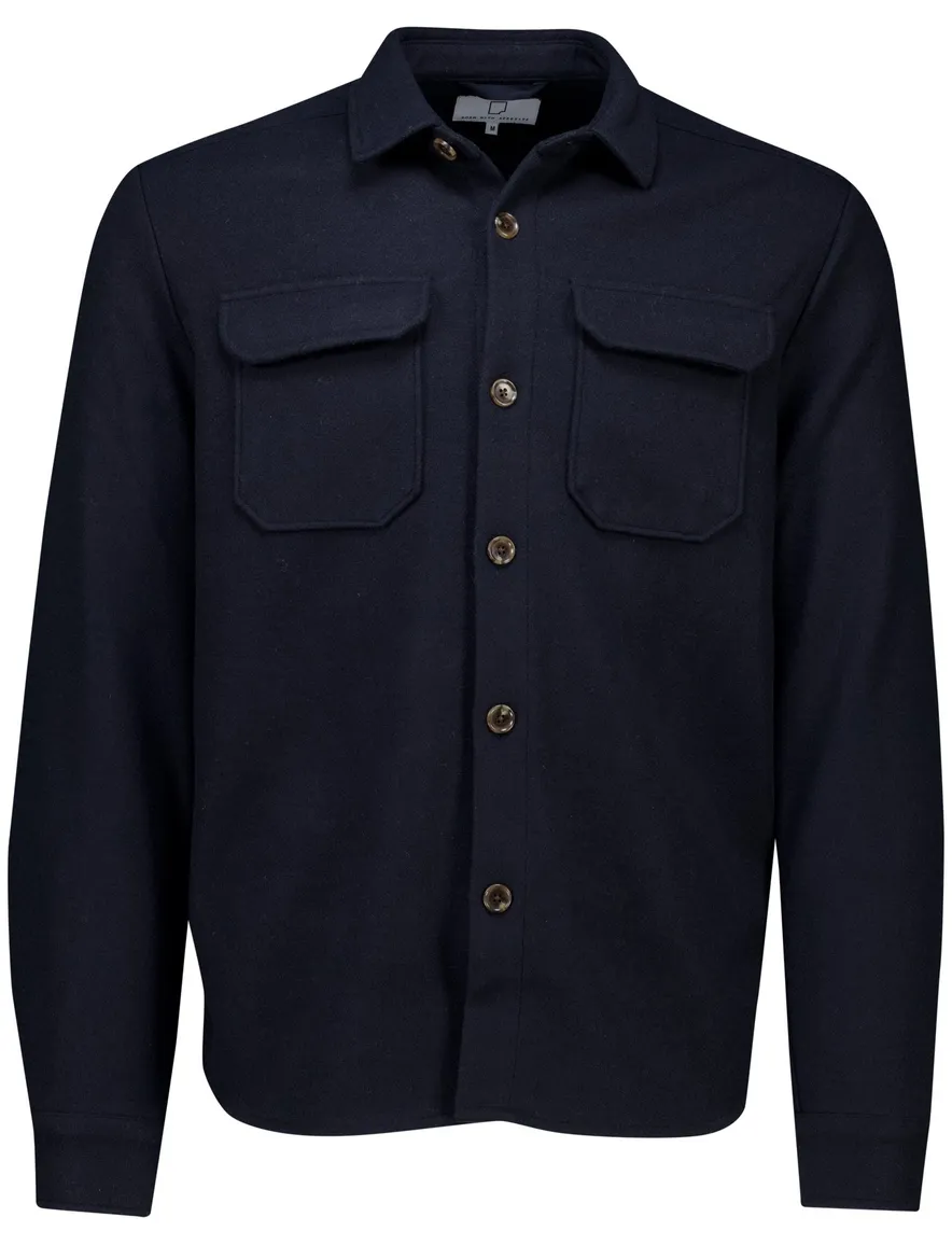 Born with appetite overshirt effen donkerblauw normale fit