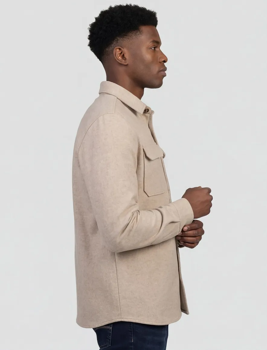 overshirt born with appetite beige borstzakken