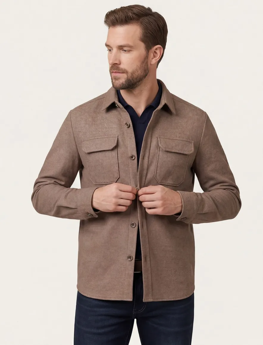 Born with appetite bruin effen overshirt normale fit