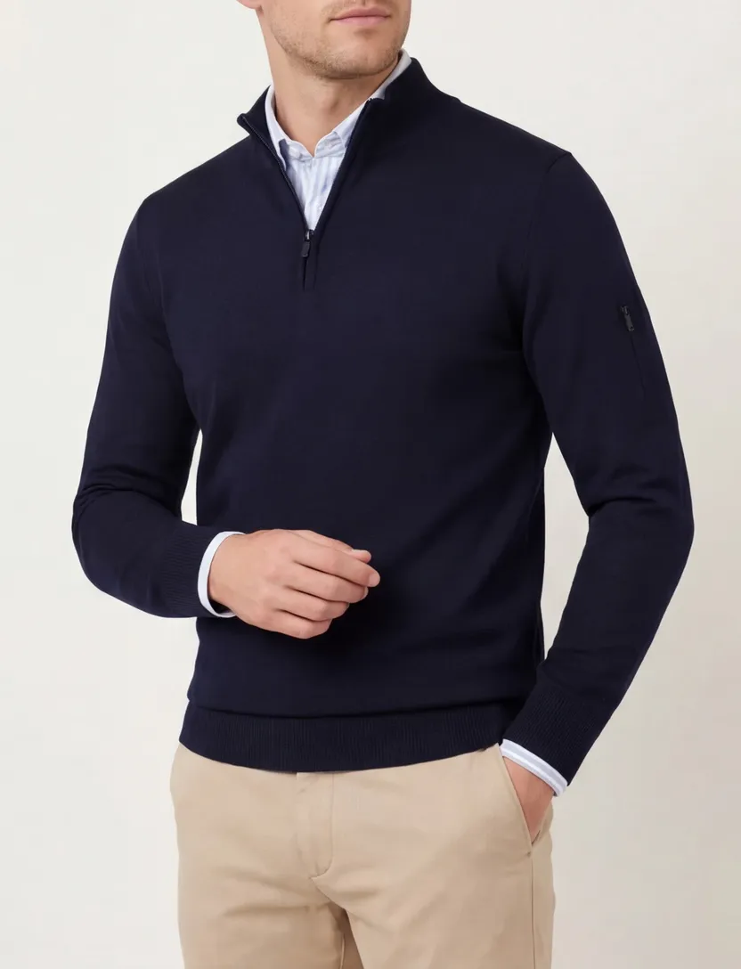Trui Born With Appetite half zip navy