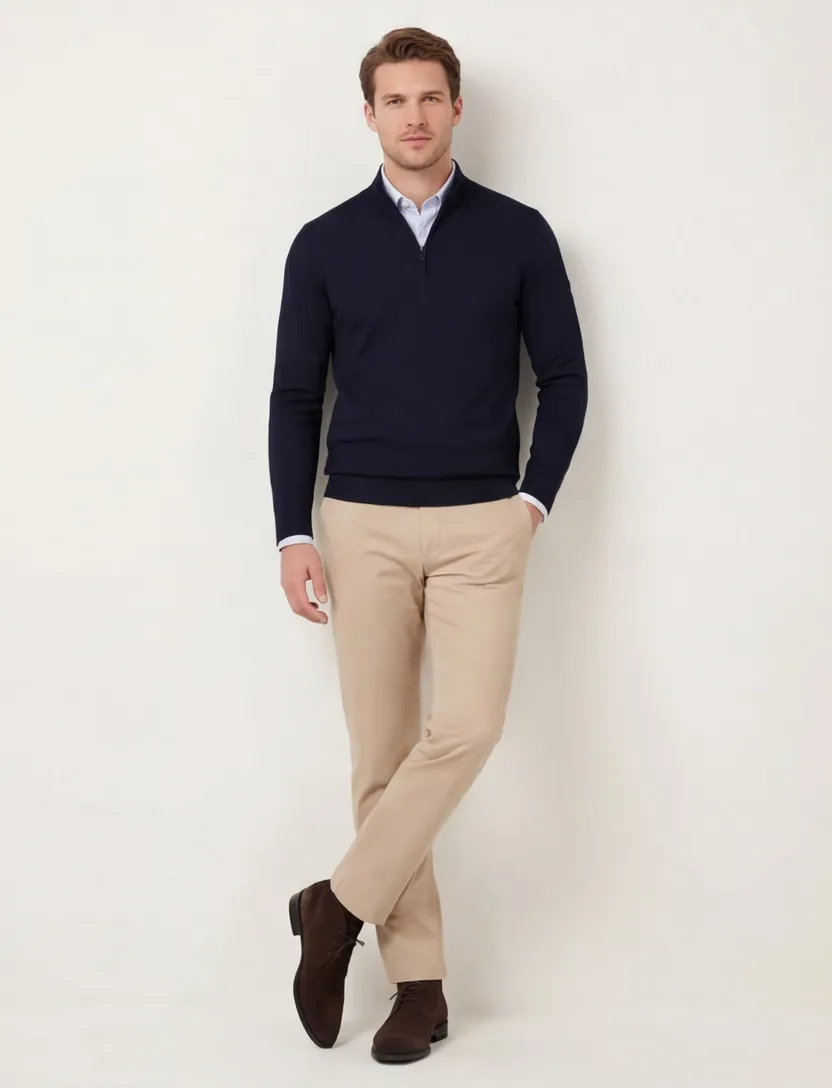 Trui Born With Appetite half zip navy