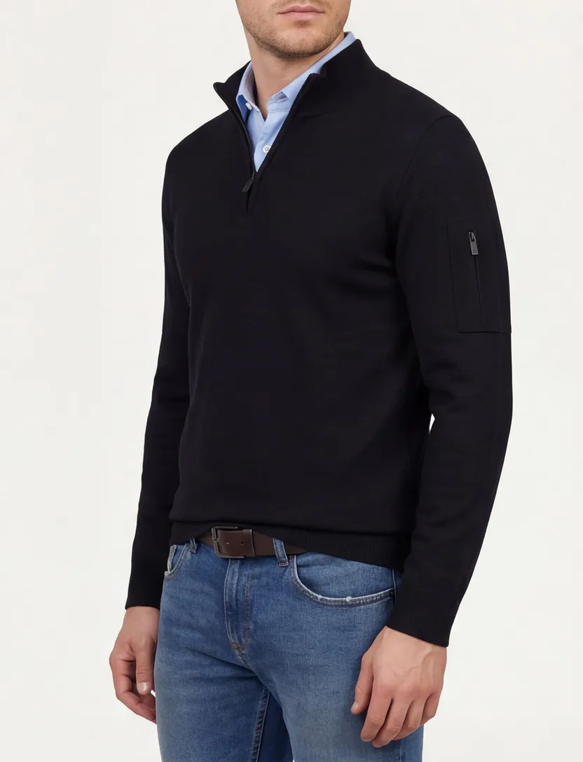 Trui Born With Appetite half zip zwart