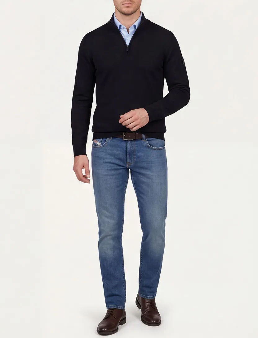 Trui Born With Appetite half zip zwart