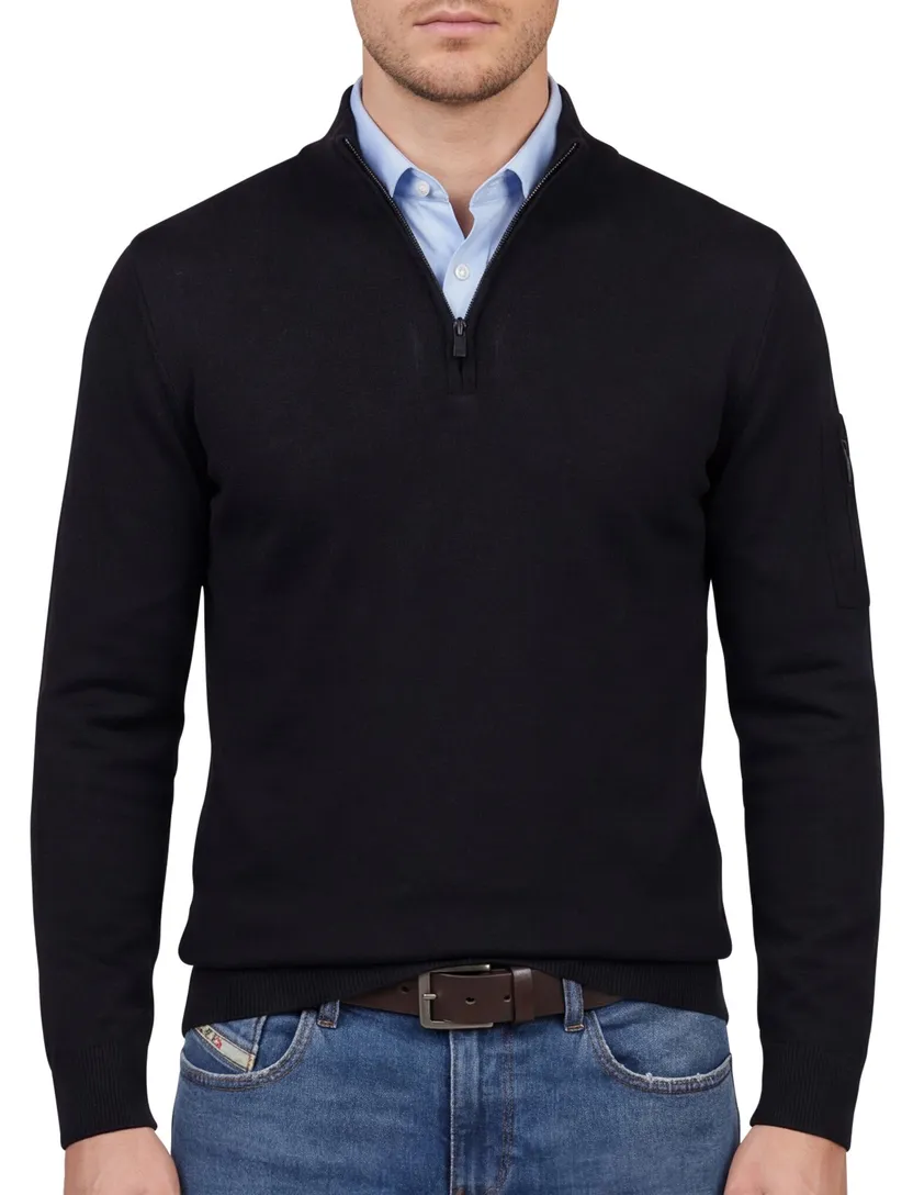 Trui Born With Appetite half zip zwart