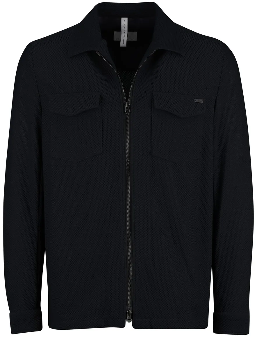 Born with appetite overshirt rits donkerblauw effen
