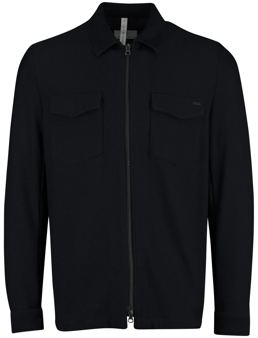 Born with appetite overshirt rits donkerblauw effen