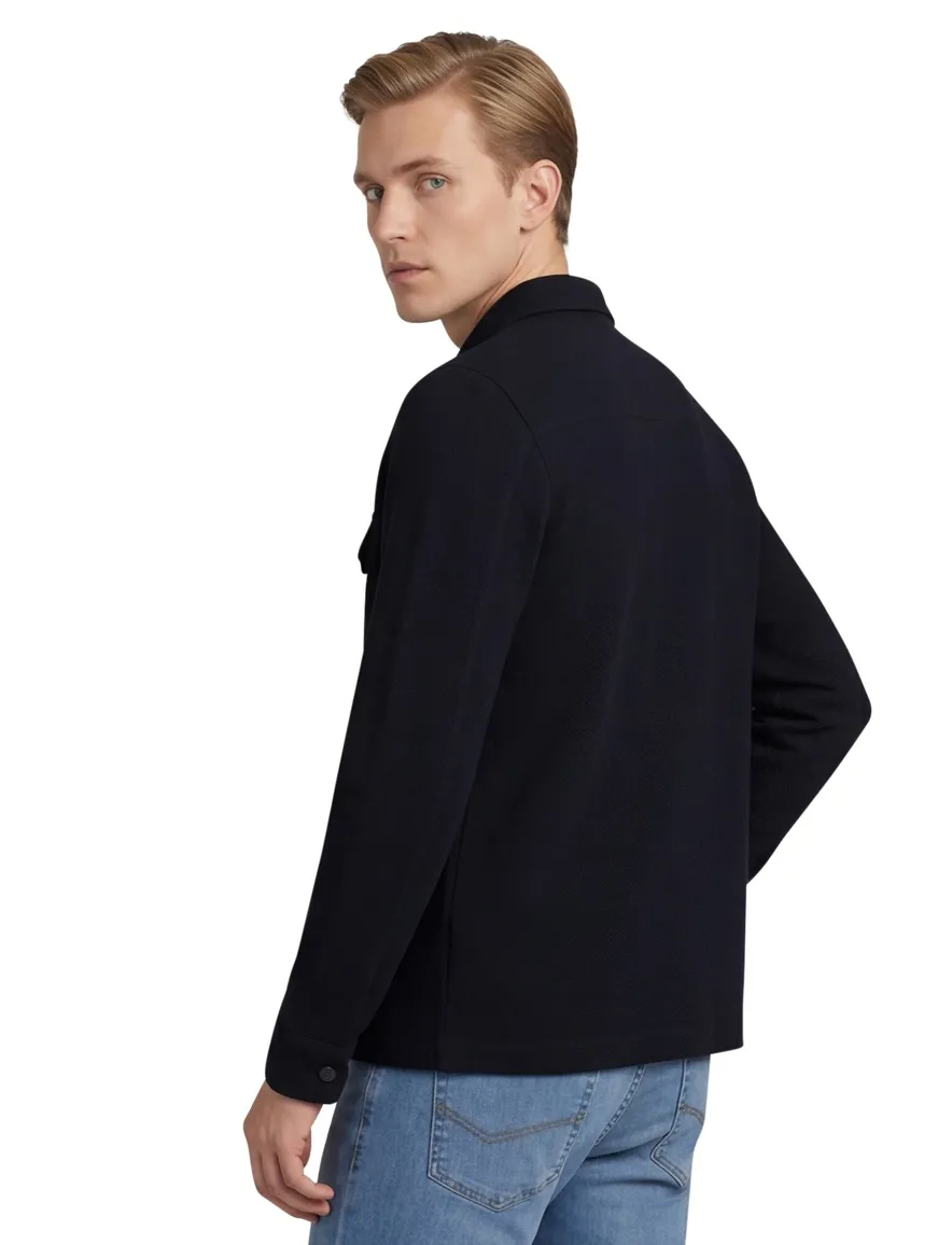 Born with appetite overshirt rits donkerblauw effen