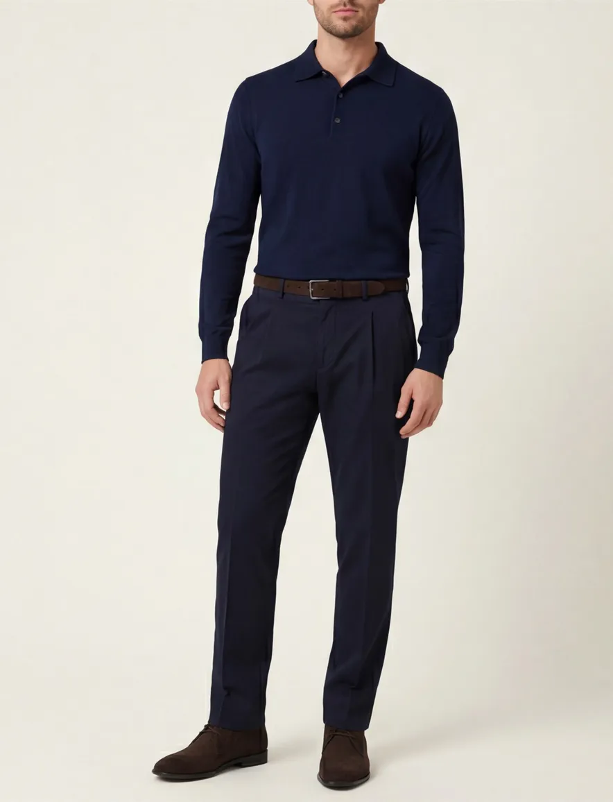 Donkerblauwe katoenen pantalon HILTL