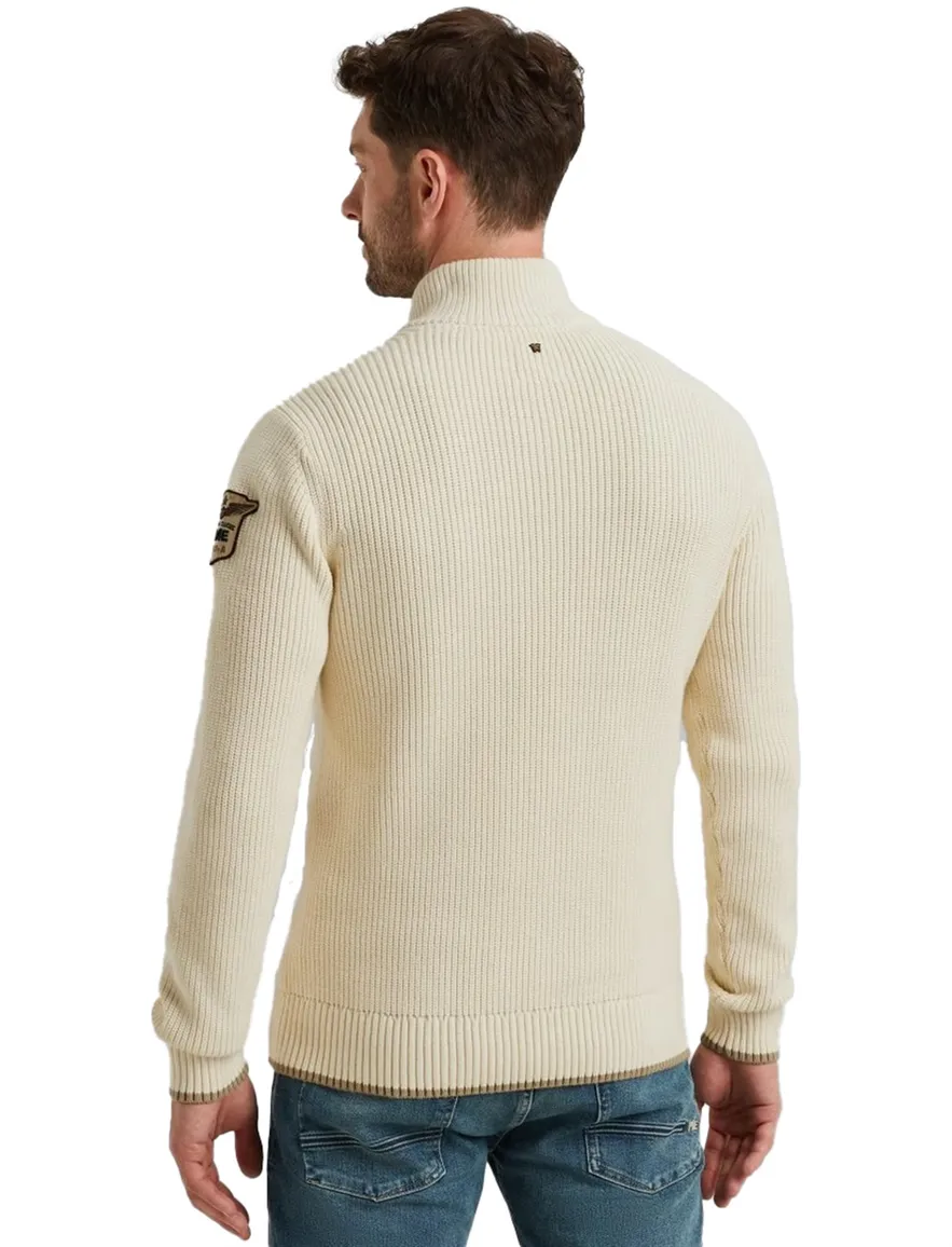 PME Legend half zip trui katoen creme