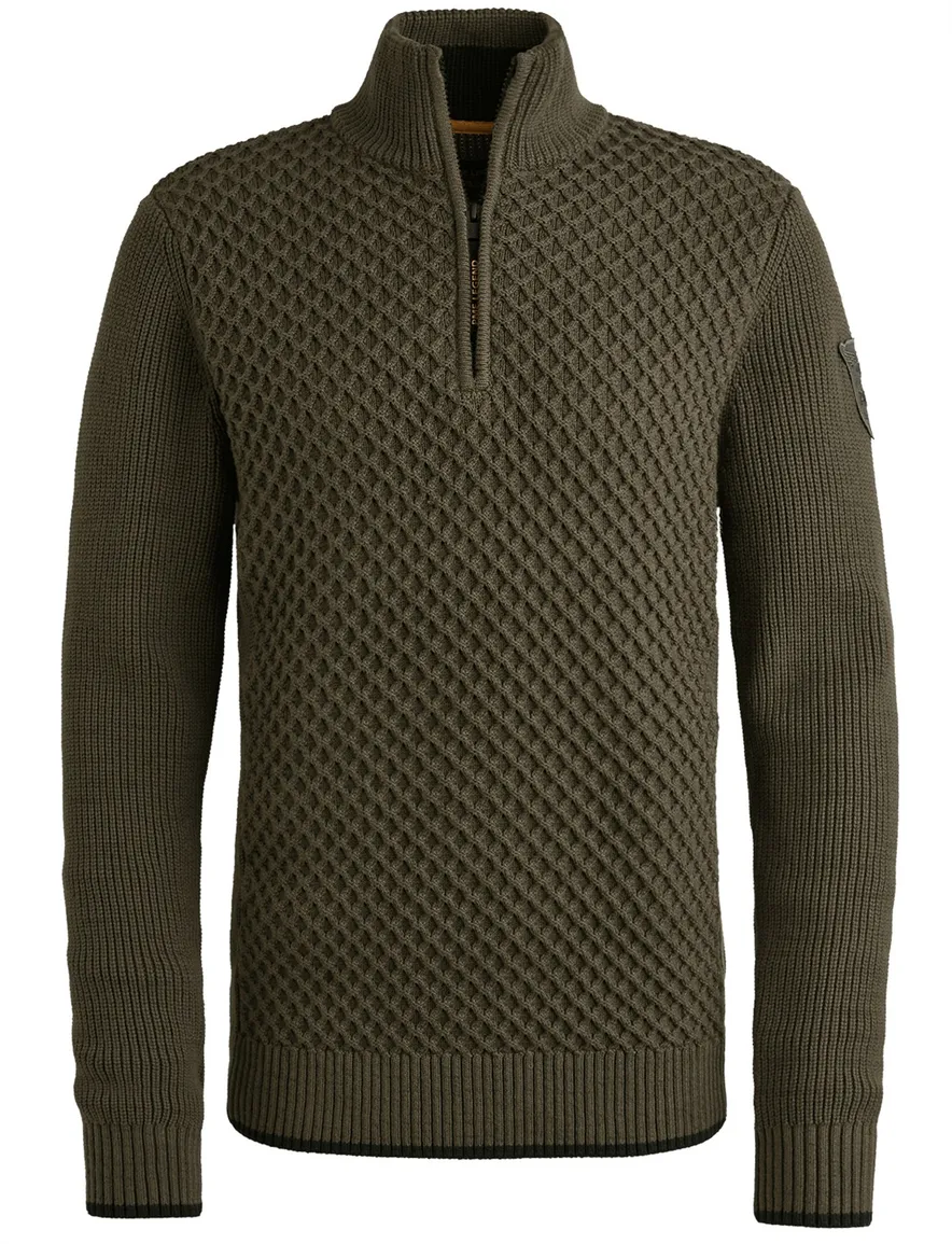 PME Legend half zip trui katoen donkergroen