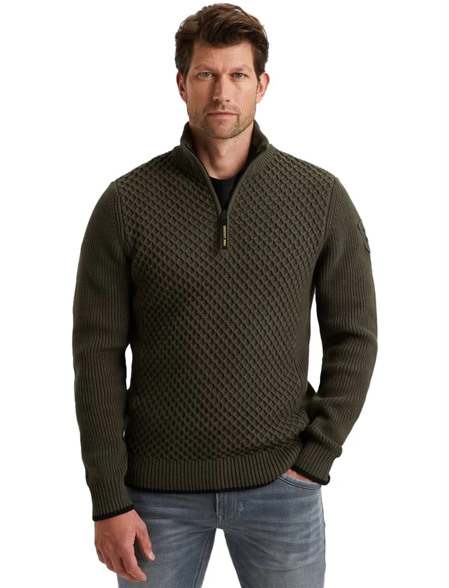 PME Legend half zip trui katoen donkergroen