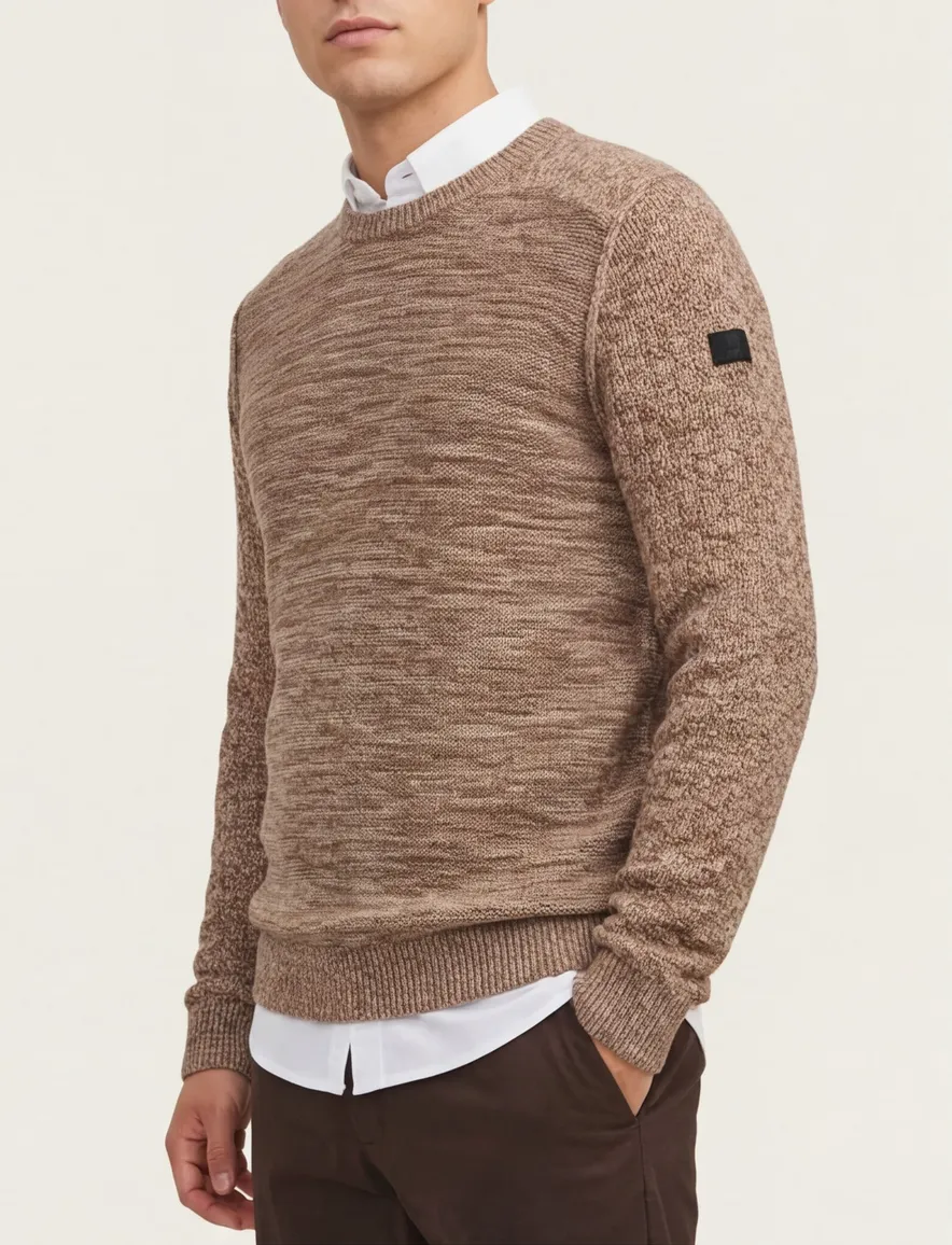 PME Legend trui ronde hals melange bruin