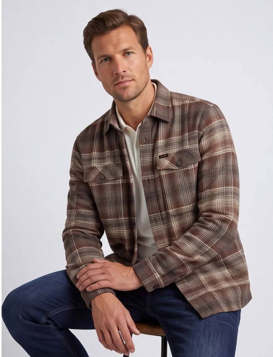 PME Legend overshirt bruin geruit