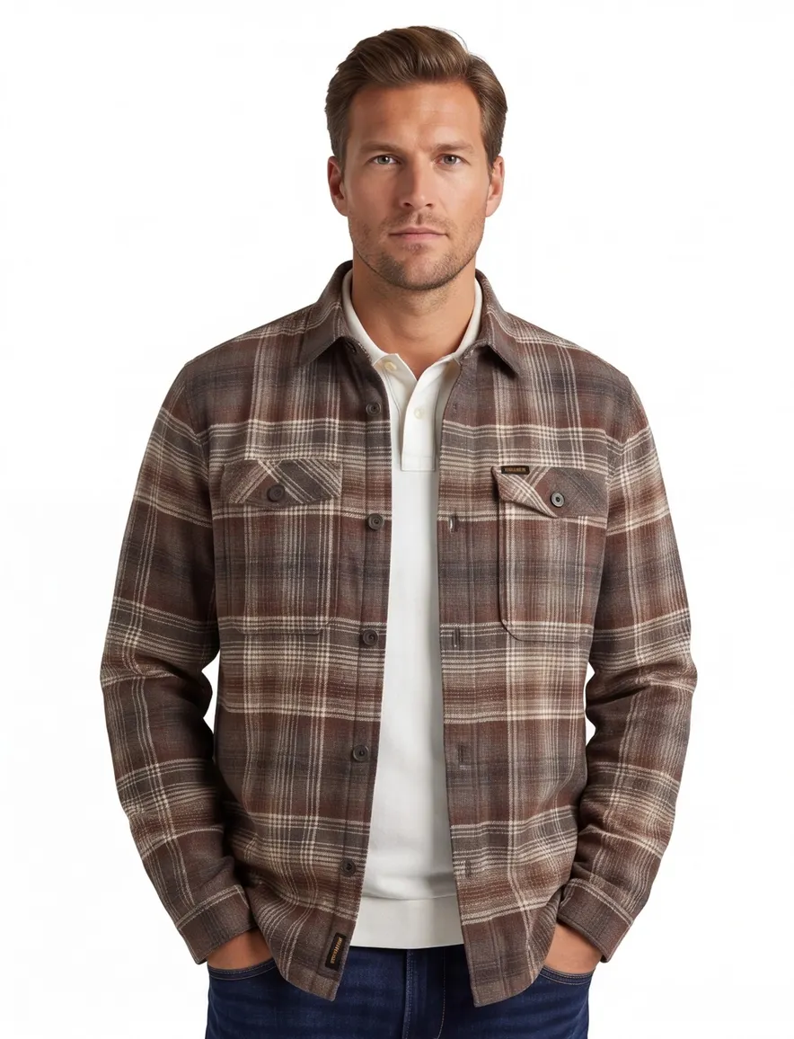 PME Legend overshirt bruin geruit