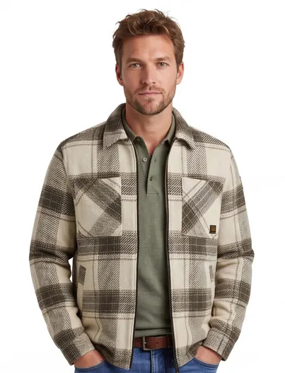 PME Legend Overshirt PME legend creme geruit katoen