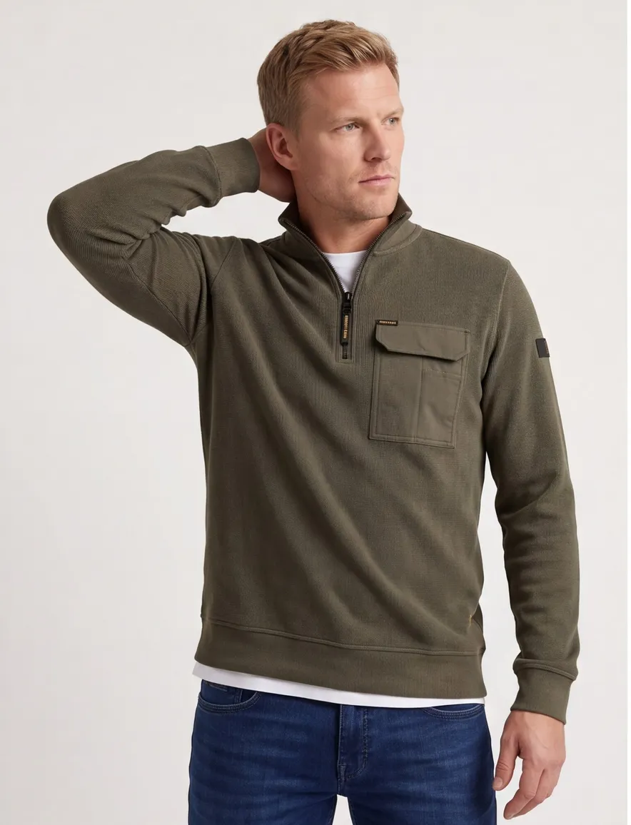 PME Legend trui half zip groen
