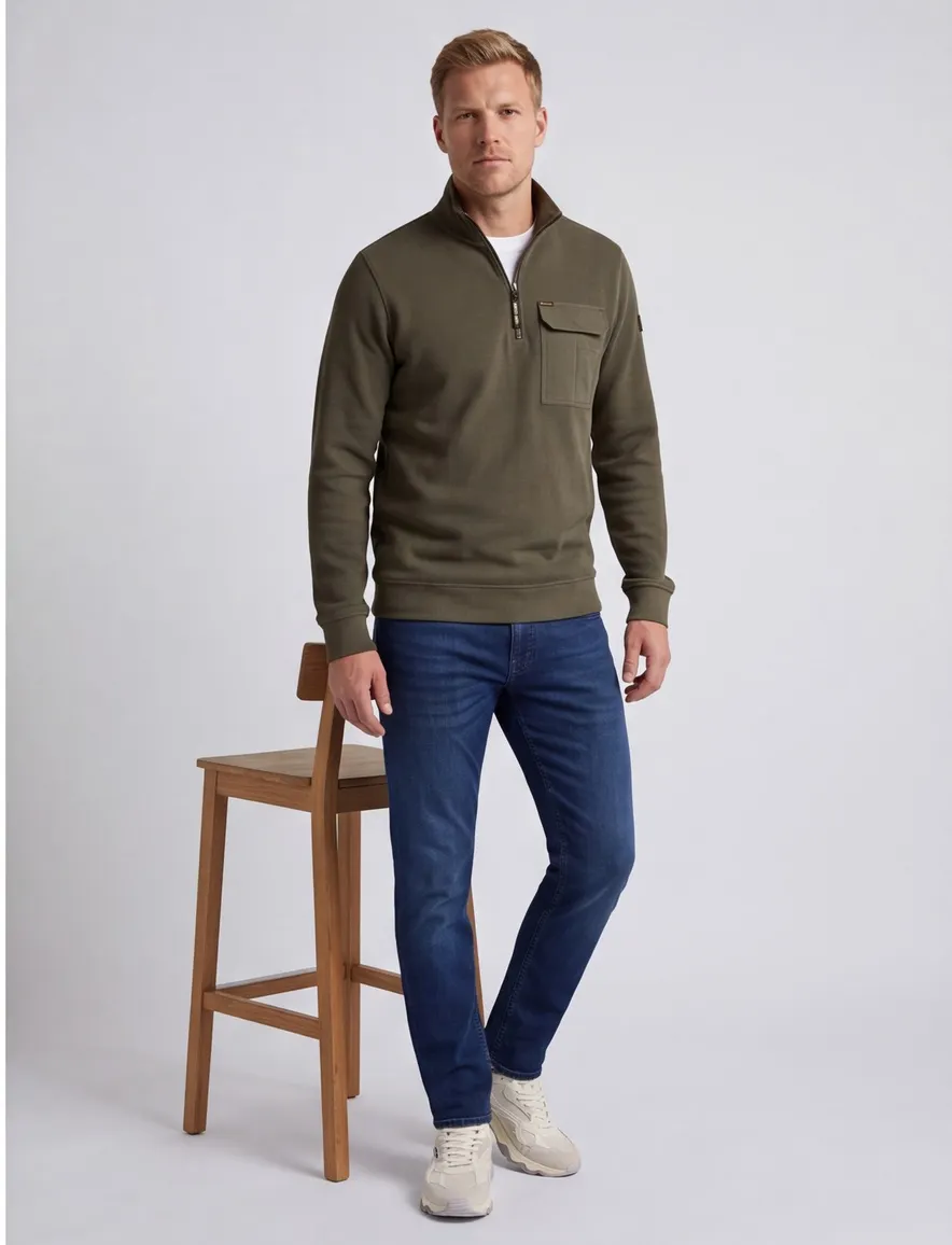 PME Legend trui half zip groen