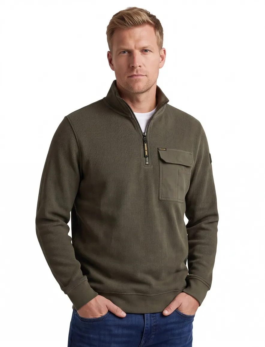 PME Legend trui half zip groen