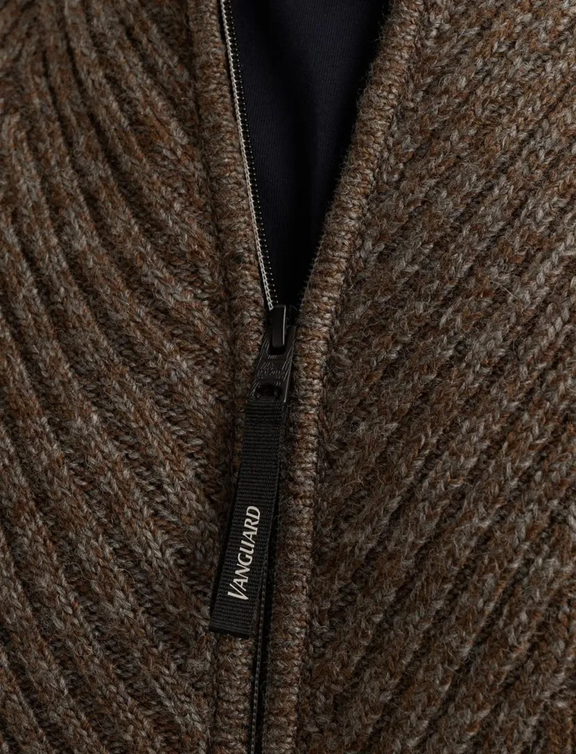 Gemeleerd bruin sweatvest Vanguard normale fit