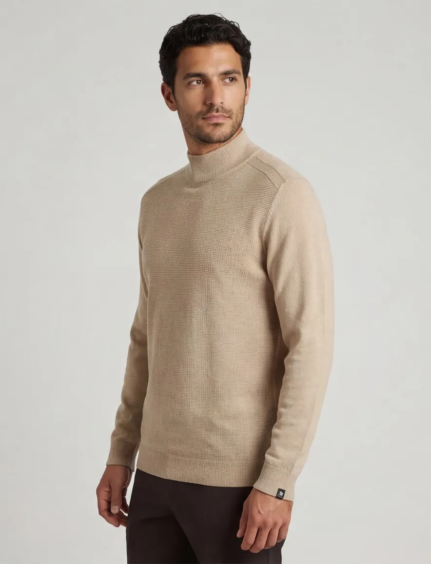 Vanguard trui beige effen katoen