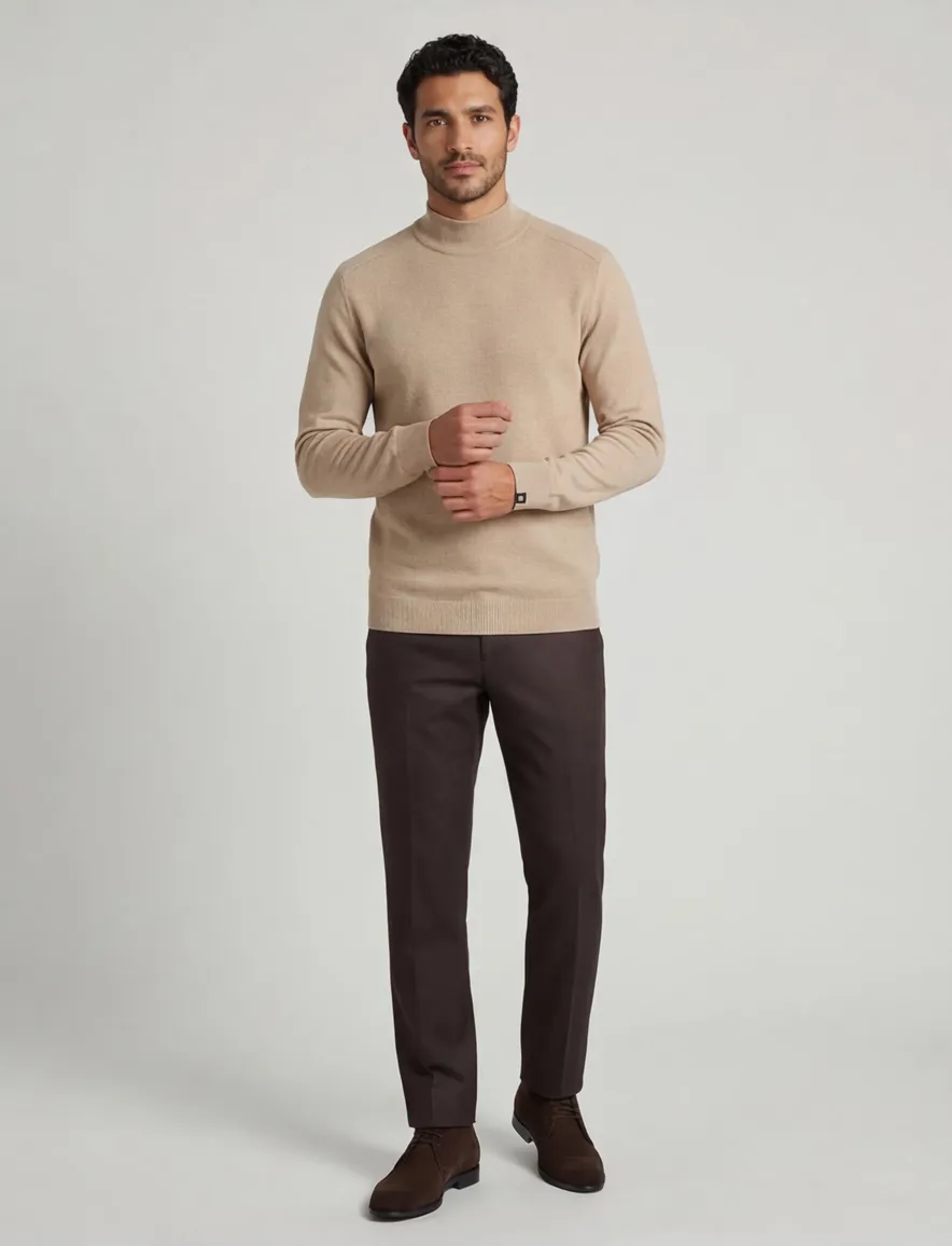 Vanguard trui beige effen katoen