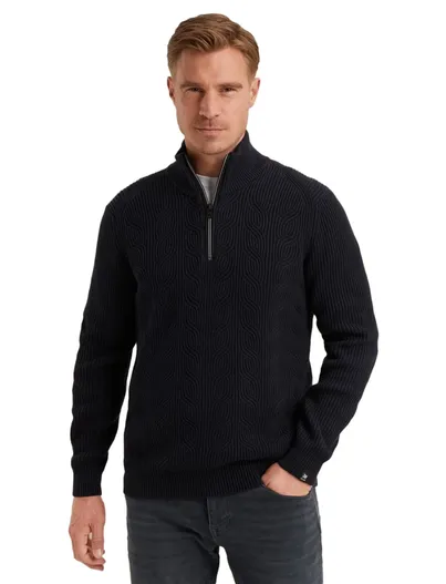 Vanguard Katoenen half zip donkerblauwe trui Vanguard