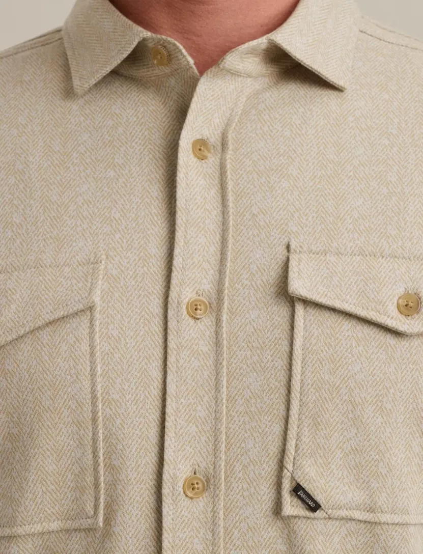 Overshirt Vanguard Beige visgraat dubbele borstzak