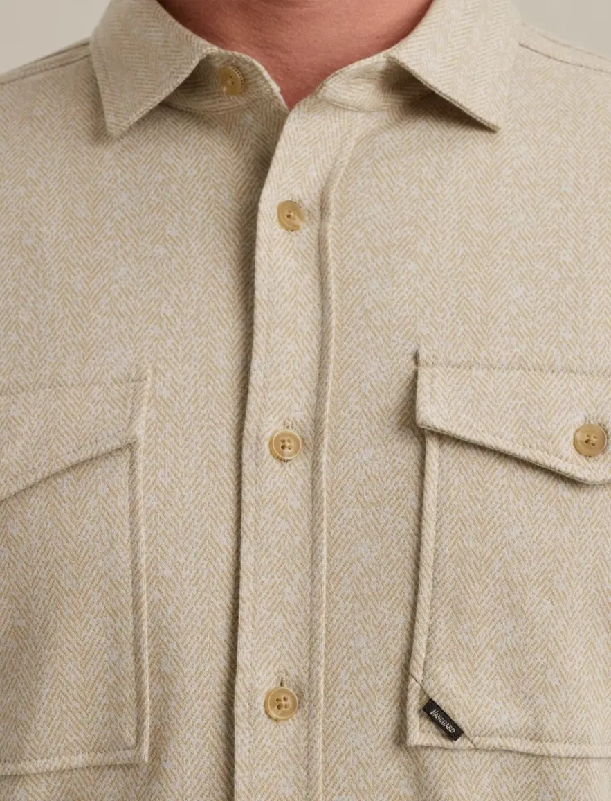 Vanguard Overshirt Beige dubbele borstzak visgraat